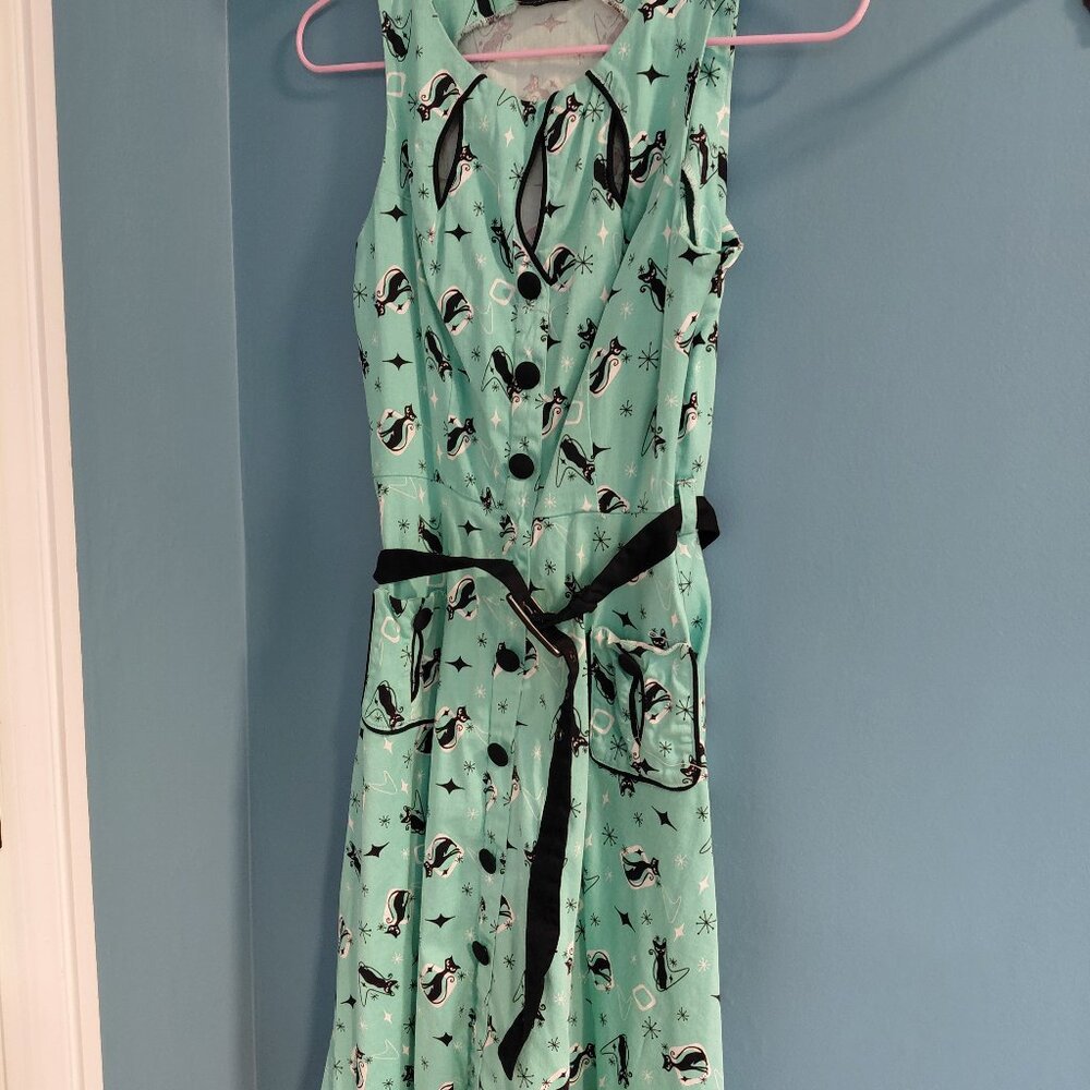 Vintage style dress cat print